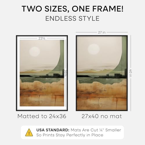Homeforia 27x40 Black Oak Poster Frame, High-End Wood, 24x36 Mat, Glass - Image 2