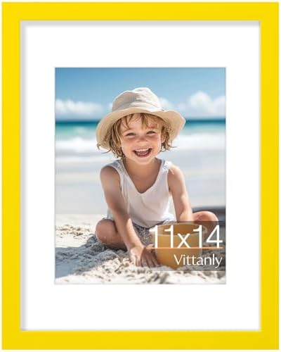 Vittanly 11x14 Picture Frame Made of Solid Wood for Wall & Tabletop, Yellow by Vittanly