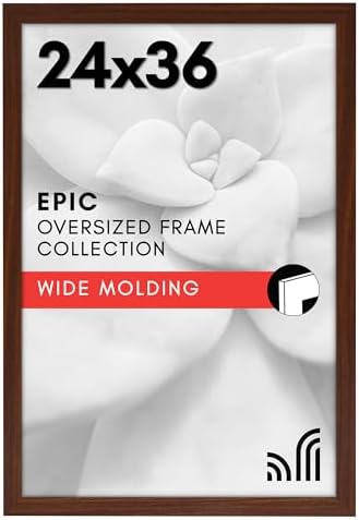 Americanflat 24x36 Poster Frame - Mahogany Engineered Wood with Polished Plexiglass - Wide Picture Frame for Vertical or Horizontal Wall Display - Epic Collection - Mahogany by Americanflat