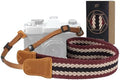 Padwa Lifestyle Stripes Camera Strap - 1.5" Crazy Horse Cowhide Head Soft Cotton Rope Weave Camera Straps for Photographers and All Cameras,Cute Adjustable Vintage Woven Strap for Adults & Kids by PadwaLifestyleCameraStrap