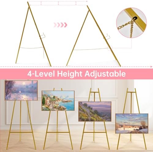 43.5" Gold Easel Stand for Sign, Heavy Duty Metal Display Easel - Image 6