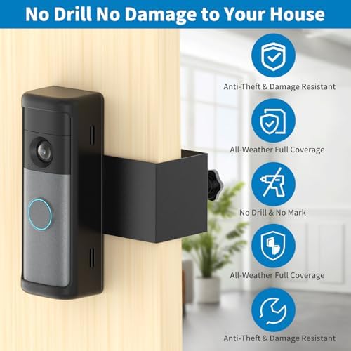 2Pack Anti-Theft Ring/Blink Doorbell Mount for 2026 Ring Battery Doorbell/Plus/Pro (2nd Gen), No-Drill Camera Doorbell Kits, Non-Blocking Motion Sensor, Accessories for Apartment & Rental - Image 3