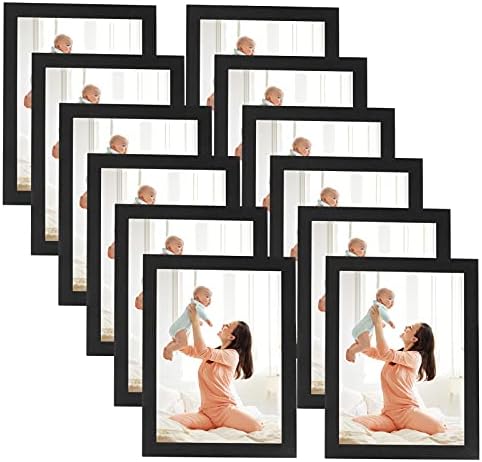 CRUGLA 5x7 Magnetic Picture Frames for Refrigerator 12 Packs, Modified Magnetic Sheet with Self Adhesive Backing, Black 5 by 7 Magnetic Photo Frame Set for Glass Window Door Cubicle by CRUGLA