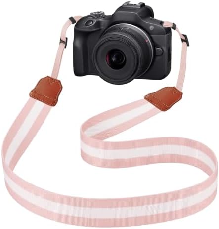 Pink Camera Strap Cute, Adjustable Woven Camera Neck&Shoulder Straps for Canon, Fujifilm, Sony, Nikon, Minolta, Panasonic DSLR(Striped Pink) by Gowjaw