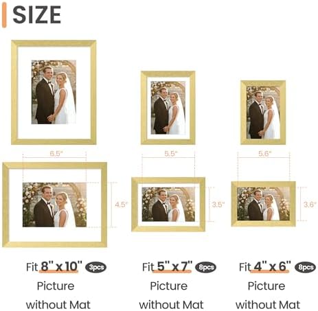 upsimples Picture Frames set of 19, Including 8x10, 5x7, 4x6 Gold Frame - Image 2