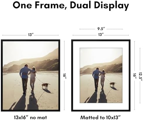 Americanflat 13x16 Picture Frame - Matted to 10x13 - Slim Molding - Black - Image 2