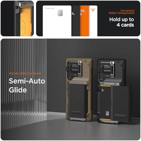 VRS DESIGN Damda Glide DuoGuard for Samsung Galaxy S24 Ultra Phone Case (2024), Premium Sturdy Fully Covered Camera Lens Protection Cover Card Holder Wallet Case (Matte Black) - Image 3