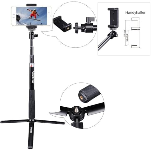 Smatree Telescoping Selfie Stick with Tripod Compatible for Insta360 X5, for GoPro Hero 13/12/11/10/9/8/7/6/5, for OSMO 5 Pro/4/3/Ricoh Theta, Compact Camera and Phone - Image 4
