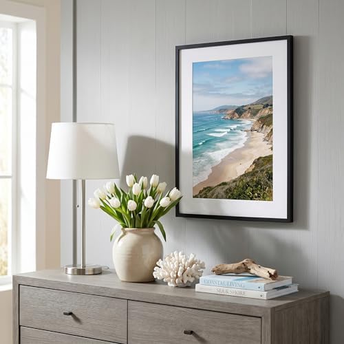 Americanflat 16x22 Poster Frame - Matted to 12x18 - Slim Molding - Black - Image 5