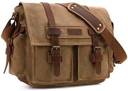 Kattee Vintage Leather Canvas DSLR SLR Camera Bags for Men by Kattee