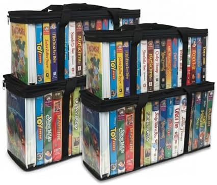 Evelots VHS Storage Bags, 4 Pack, Holds 60 VHS Tapes by Evelots
