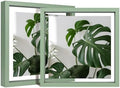 Egofine 8x8 Floating Frames Set of 2, Double Plexiglass Picture Frame, Made of Solid Wood Display Any Size Photo up to 8x8, Wall Mount or Tabletop Standing, Green by Egofine