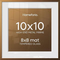 Homeforia 10x10 Bronze Picture Frame, High-End Metal, 8x8 Mat, Glass by Homeforia