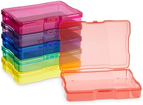 Paper Junkie Photo Storage Box - 4 x 6 in Clear Plastic & 6 Multicolor Inner Cases - Snap-Close Photo Storage Containers & Sticker Box - Image 7