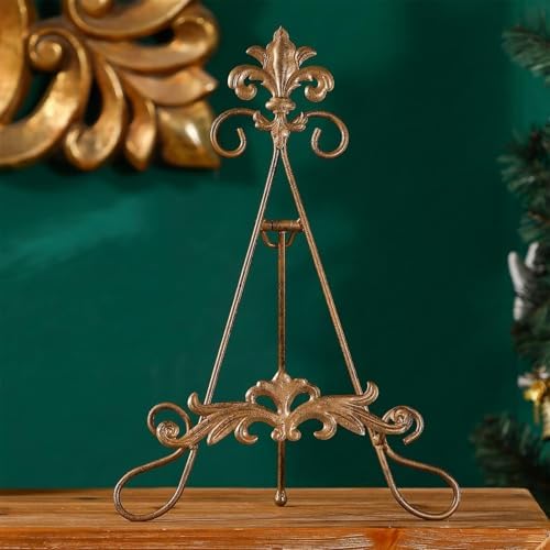 13.8" H Fleur-de-Lis Easel Stand,Metal Book Stand, Plate Holder Display Stand, Picture Frame Stand, Home Decor (Bronze) - Image 5