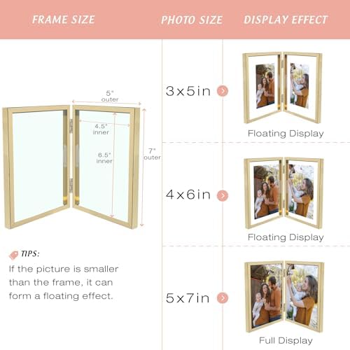 Golden State Art 5x7 Hinged Metal Picture Frame, Light Gold, Tabletop - Image 5