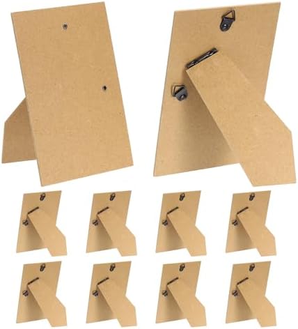 uxcell 10Pcs Easel Back for Picture Frame, 4 x 6 Inch Replacement Picture Frame Easel Back with Hinged Hangers DIY Photo Backing Board for Photo Frames, Tabletop Wall Display, Wooden by uxcell