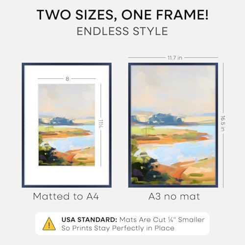 Homeforia A3 Blue Picture Frame, High-End Metal, A4 Mat, Glass - Image 2