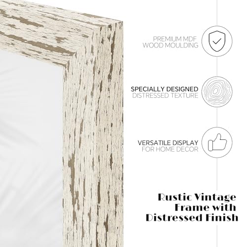 puthiac 11x14 Rustic Farmhouse Picture Frame, Distressed White, 1 Pack - Image 2