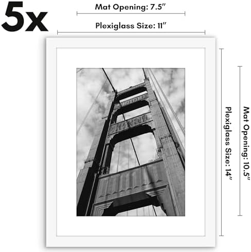 Americanflat 11x14 Picture Frame 5-Pack - Matted to 8x11 - White - Image 2