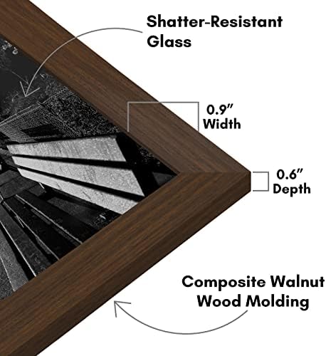 Americanflat 8x12 Picture Frame with Shatter-Resistant Glass - Signature Collection - Gallery-Style Frames Made of Engineered Wood - Photo Frame for Tabletop and Wall Display - Walnut - Image 3