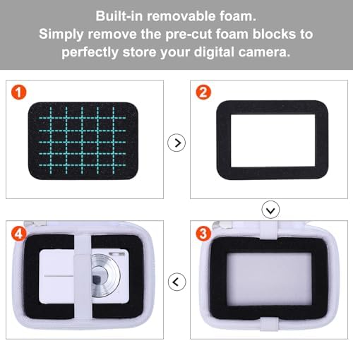 L LTGEM Digital Camera Case Compatible with KODAK PIXPRO FZ55/FZ45, Canon ELPH 180/190, Sony DSCW830/DSCW800, CAMKORY, QUMCOU, Lecran Digital Cameras, White(Case Only) - Image 4
