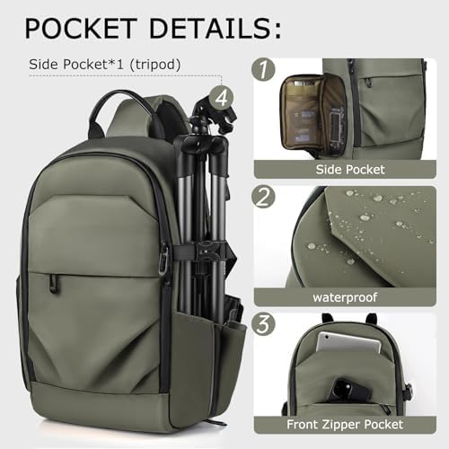 TAAOKA Camera Sling Bag, DSLR/SLR/Mirrorless Camera Backpack Case Shockproof Photography Backpack with Tripod Holder & Removable Modular Inserts Compatible with Canon/Nikon/Sony/Fuji - Image 2