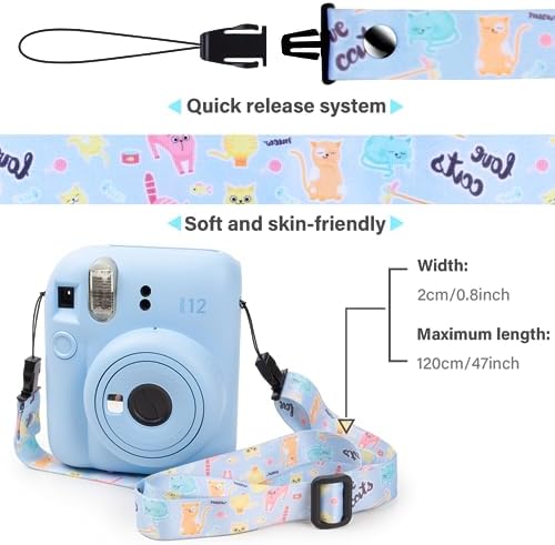 VOVMOEYA Camera Strap,Cute Camera Lanyard Neck Strap,iPad Strap,Cute Camera Strap for Fujifilm mini Camera Kodak Smile + Smile plus,bule - Image 2