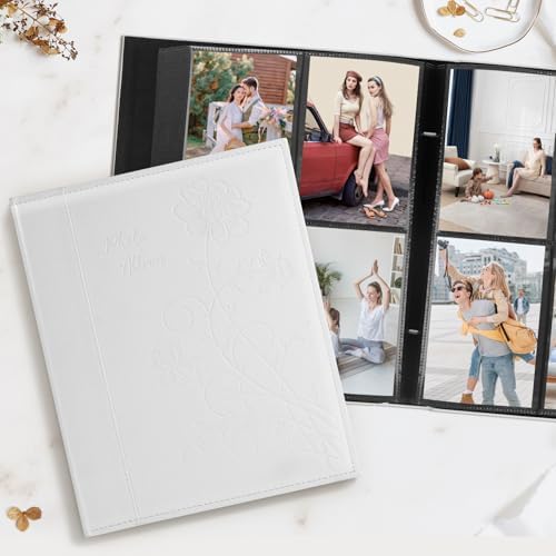 Artmag Photo Picutre Album 4x6 400 Photos, Extra Large Capacity Leather Cover Wedding Family Photo Albums Holds 400 Vertical 4x6 Photos with Black Pages(White) - Image 4