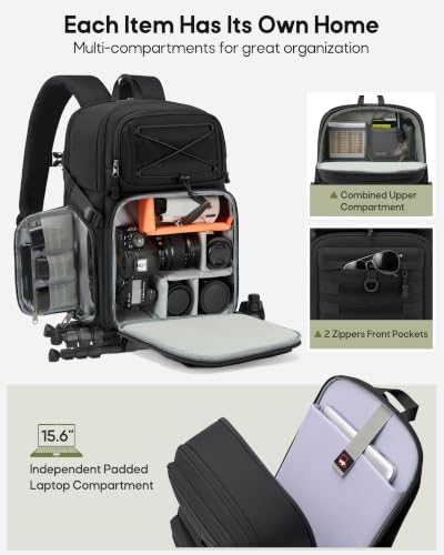 RAINSMORE Camera Backpack, DSLR/SLR/Mirrorless Tactical Camera Bag Cases - Image 3