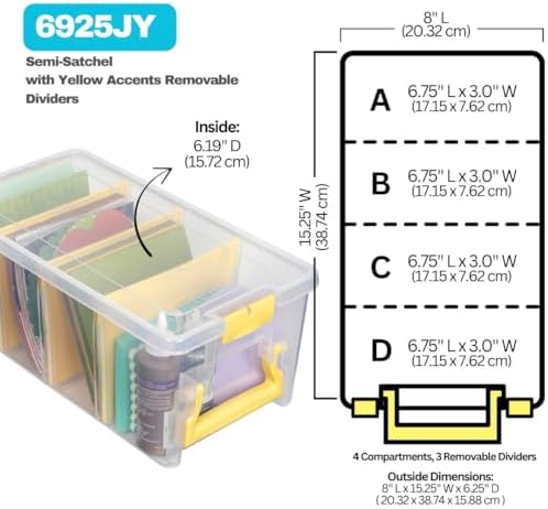ArtBin 6925JY Semi Satchel with Yellow Accents Storage Container, Clear (Pack of 4) - Image 4