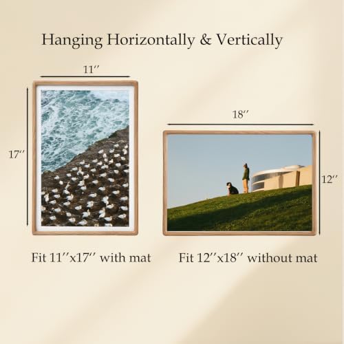 Recuerdos 12x18 Picture Frame, with 11x17 Mat, Natural Oak, HD Plexiglass - Image 4