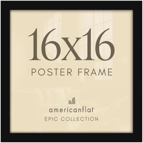 Americanflat 16x16 Poster Frame - Black Engineered Wood with Polished Plexiglass - Wide Picture Frame for Vertical or Horizontal Wall Display - Epic Collection - Black by Americanflat