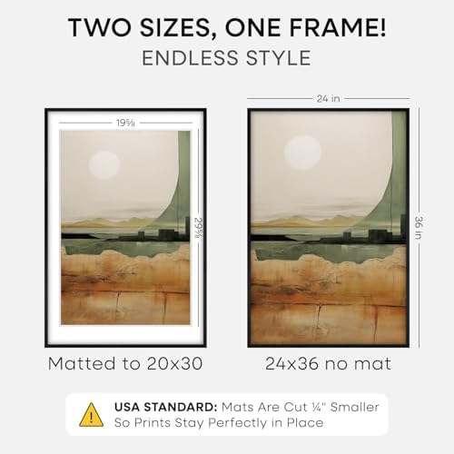 Homeforia 24x36 Black Oak Poster Frame, High-End Wood, 20x30 Mat, Glass - Image 2