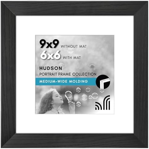 Americanflat 9x9 Picture Frame - Matted to 6x6 - Engineered Wood - Black by Americanflat