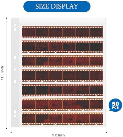 50 Pcs 35mm Negative Sleeves - Acid-Free Archival Film Negative Storage Pages, Pages Holds 7 Strips of 6 Frames - Compatible with 3-Ring Binders for Organizing 35mm Film - Image 2
