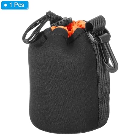 Patikil 3.3" x 5.5" Neoprene Lens Pouch - DSLR Camera Lens Case, Water Resistant, Black/Orange - Image 3