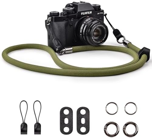 VOVMOEYA Nylon Braided Camera Rope Strap, Camera Neck Shoulder Strap with O-Ring for DSLR & Mirrorless Camera - Green by VOVMOEYA
