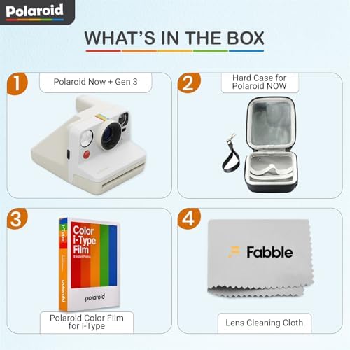 Polaroid Now Generation 3 I-Type Instant Camera (Pebble White) Bundle with Color I-Type Film (8 Exposures), Hard Protective Case and Wrist Strap - Image 2