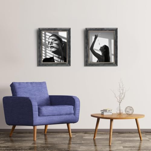 XUANLUO 8x10 Picture Frames Set of 4,Rustic Retro Photo Frame(Grey) - Image 4