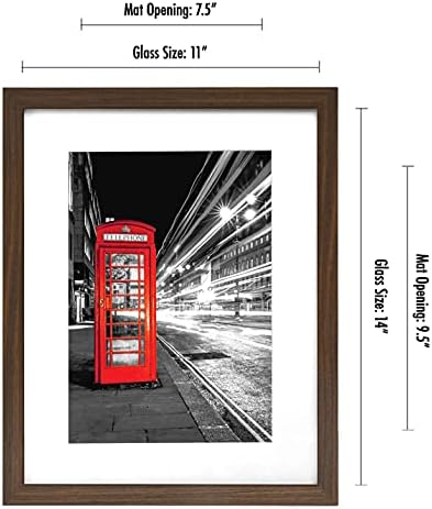 Americanflat 11x14 Picture Frame with Shatter-Resistant Glass - Use as 8x10 Frame with Mat or Display 11x14 Photo Without Mat - Signature Collection - Picture Frames for Wall Display - Walnut - Image 2