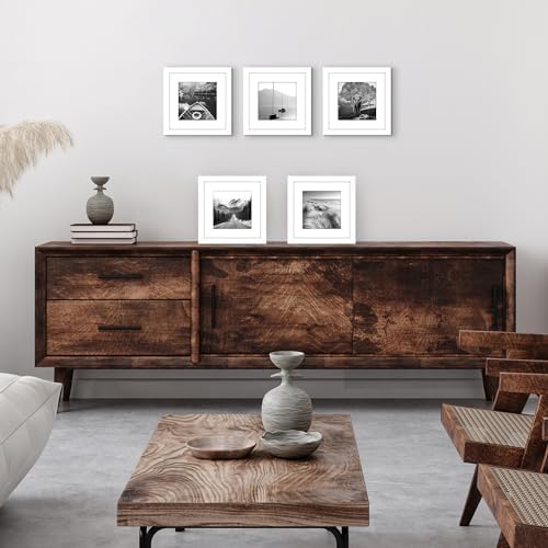 Americanflat 9x9 Picture Frame 5-Pack - Matted to 6x6 - White - Image 5