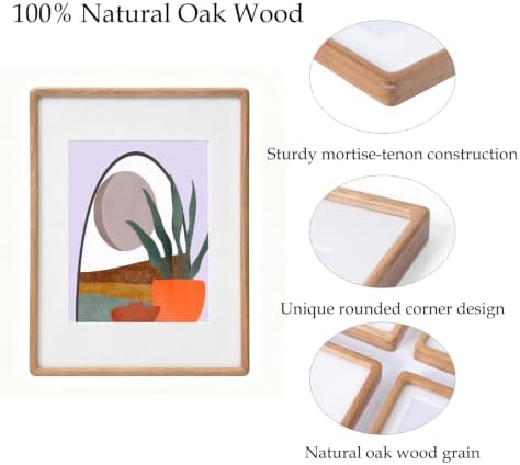 Recuerdos 12x16 Picture Frame, with 8.5x11 Mat, Natural Oak, HD Plexiglass - Image 4