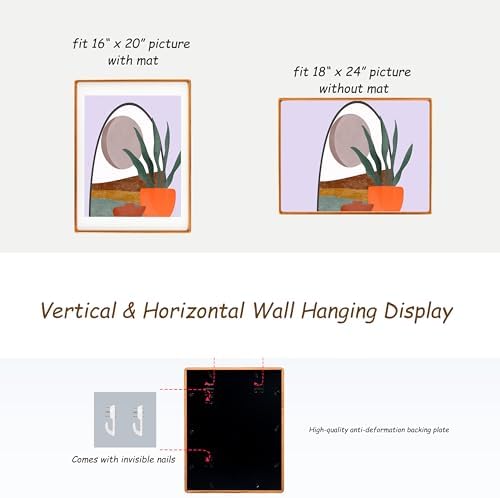 Recuerdos 18x24 Cherry Picture Frame, Matted to 16x20 with HD Plexiglass - Image 3