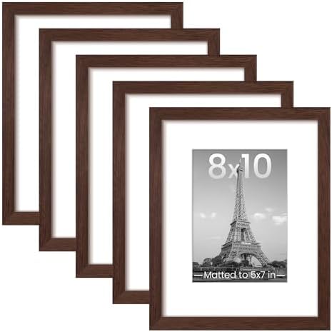 upsimples 8x10 Picture Frame, Gallery Wall Frames Set of 5, Brown by upsimples