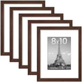 upsimples 8x10 Picture Frame, Gallery Wall Frames Set of 5, Brown by upsimples