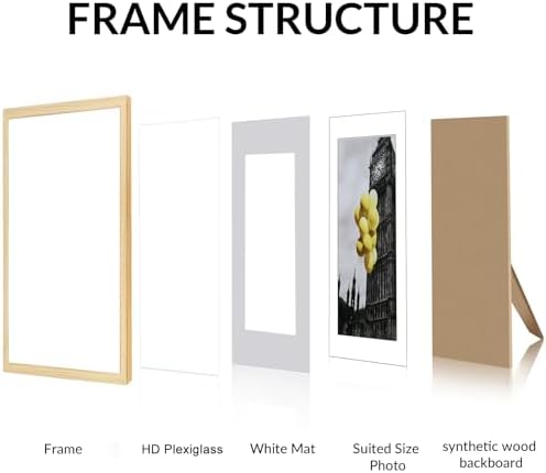 Picture Frame, Set of 6 12x16 Natural, Poster Frame with Plexiglass, Wall Mount, Ideal Gift for Any Occasion - Image 4