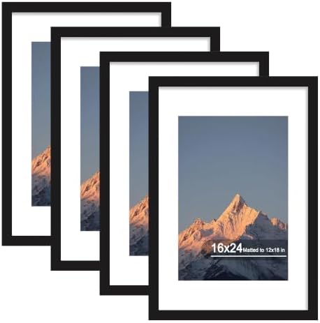 16x24 Wood Picture Frame Set of 4, Wall Mount for Home Decor, Black by SZYUU