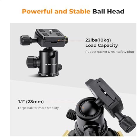 K&F CONCEPT 72" Aluminum Tripod for Camera - Image 6
