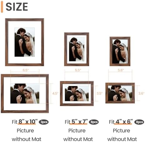 upsimples Picture Frames set of 19, Including 8x10, 5x7, 4x6 Brown Frame - Image 2